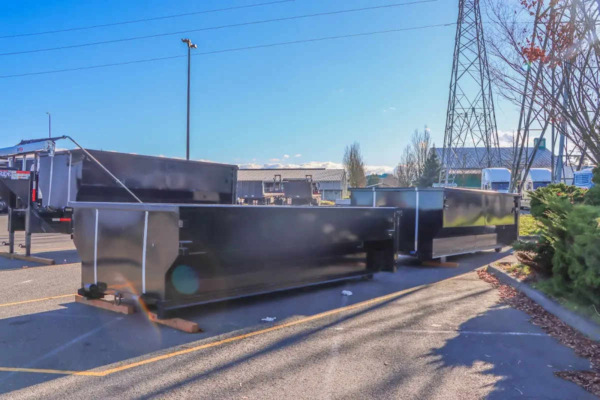 Roll-off dumpster ready for waste disposal at job site for Concrete Dumpster Rental in Cortlandt